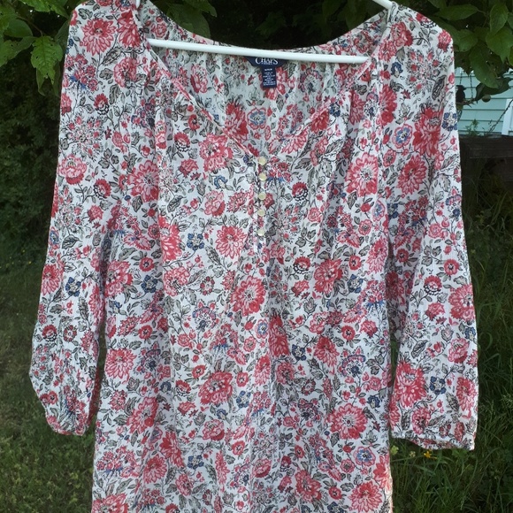 Women's Chaps Popover Blouse - Picture 1 of 6